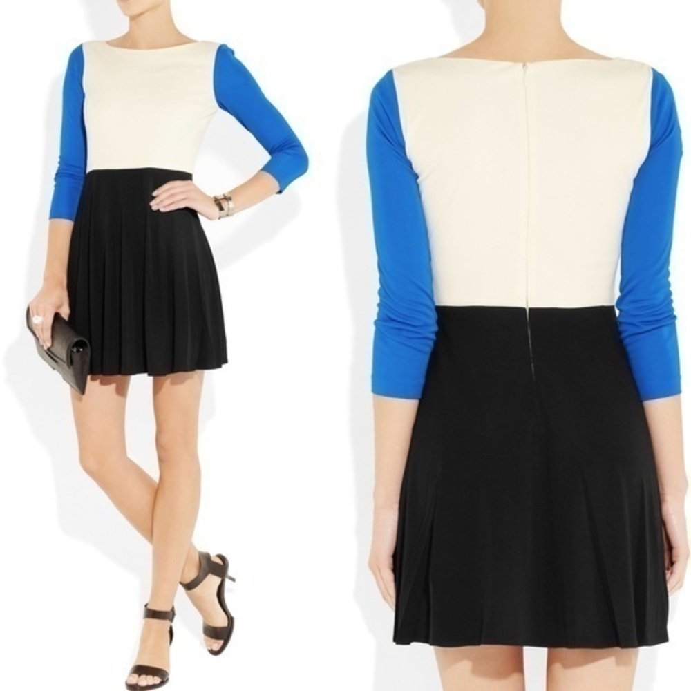 Tibi Color Block Stretch Crepe Mini Dress - Picture 1 of 5